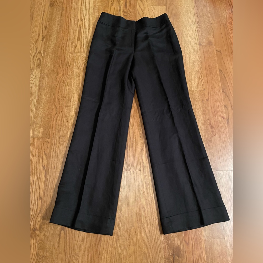 Ann Taylor LOFT Womens Laura Black Wide Leg Lined Trouser Dress Pants